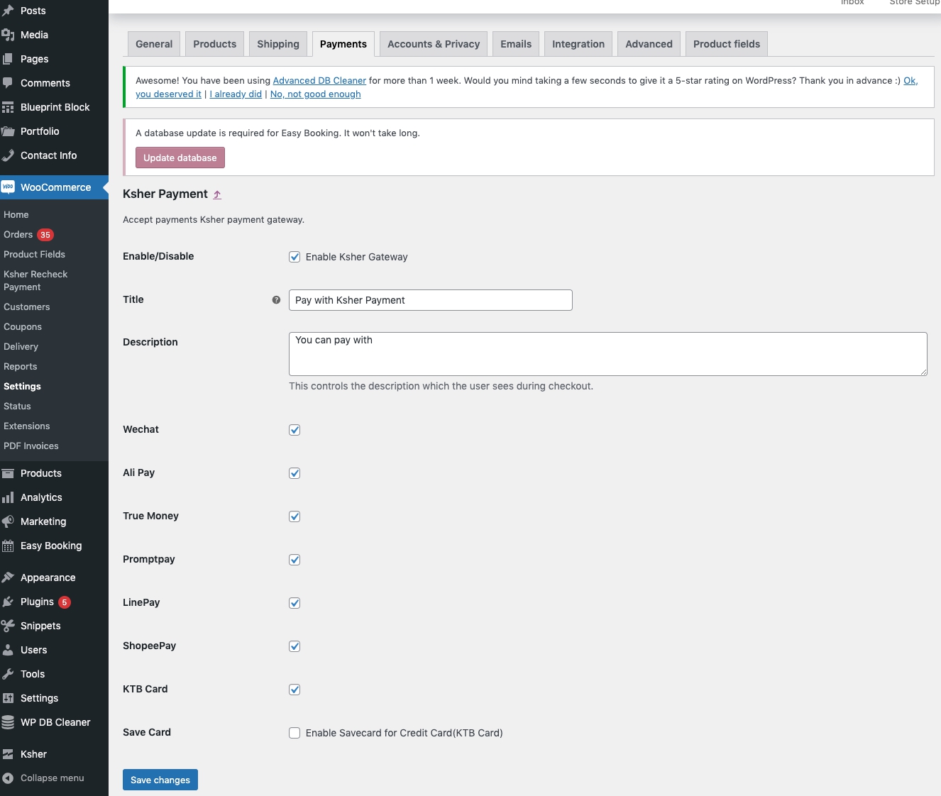 woocommerce setting